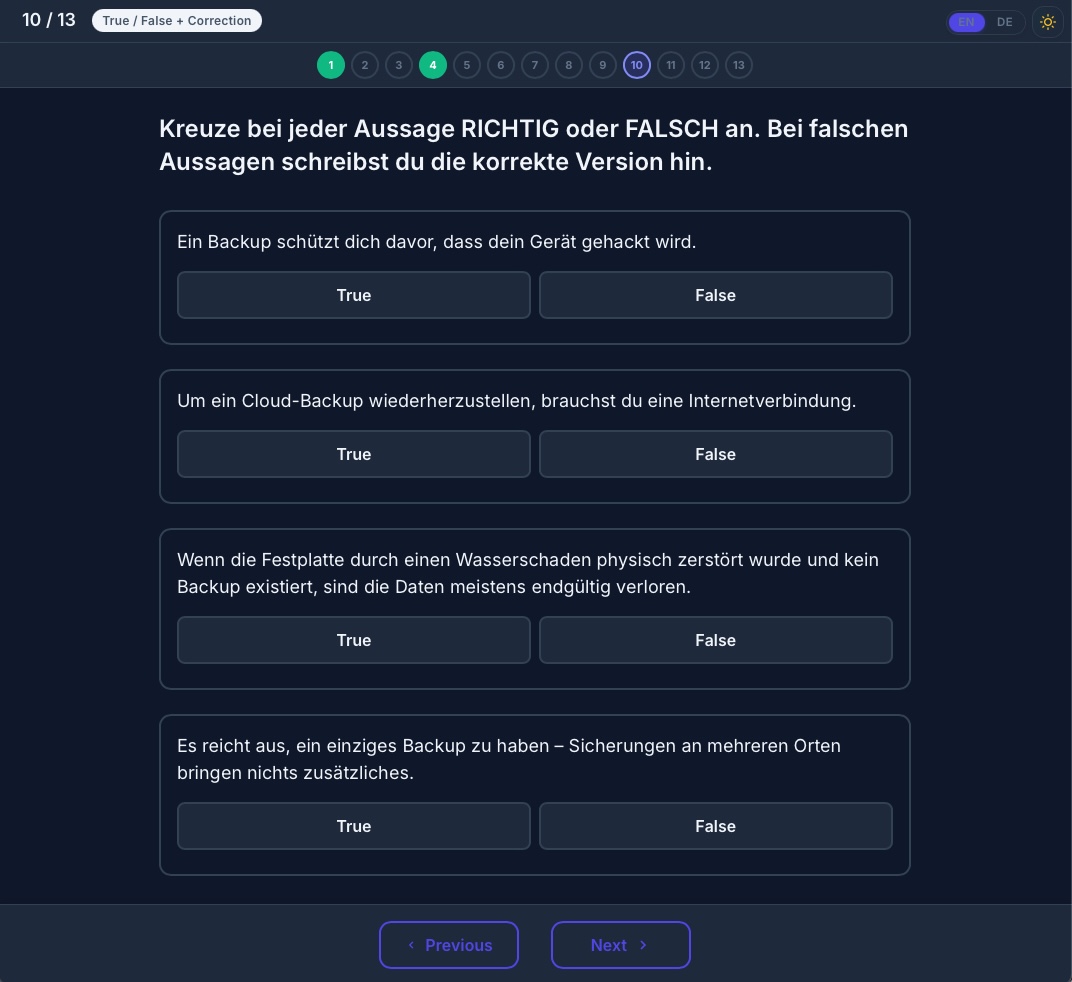TestLab multi-statement true/false question